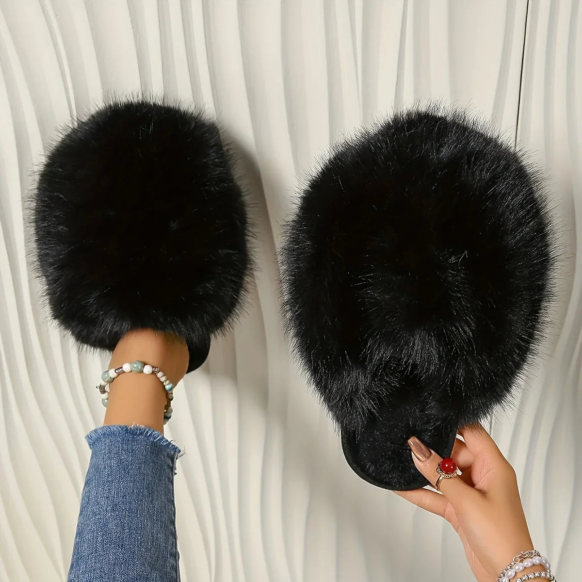 The Signature Teddy Faux Fur Slides