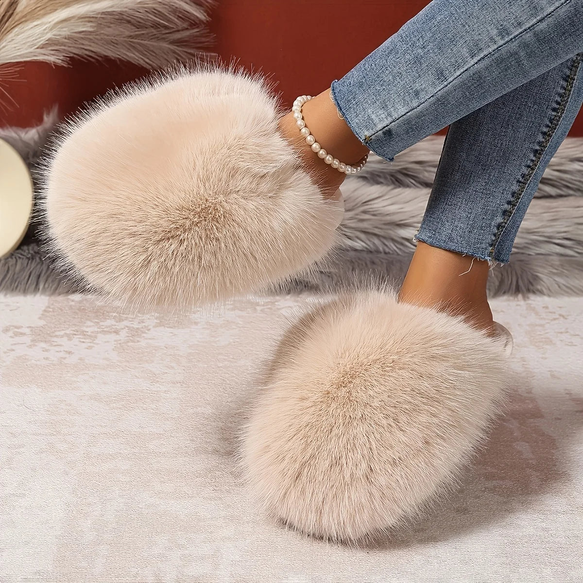 The Signature Teddy Faux Fur Slides