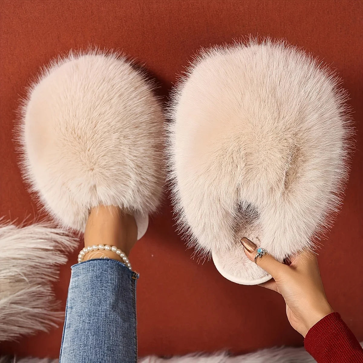 The Signature Teddy Faux Fur Slides