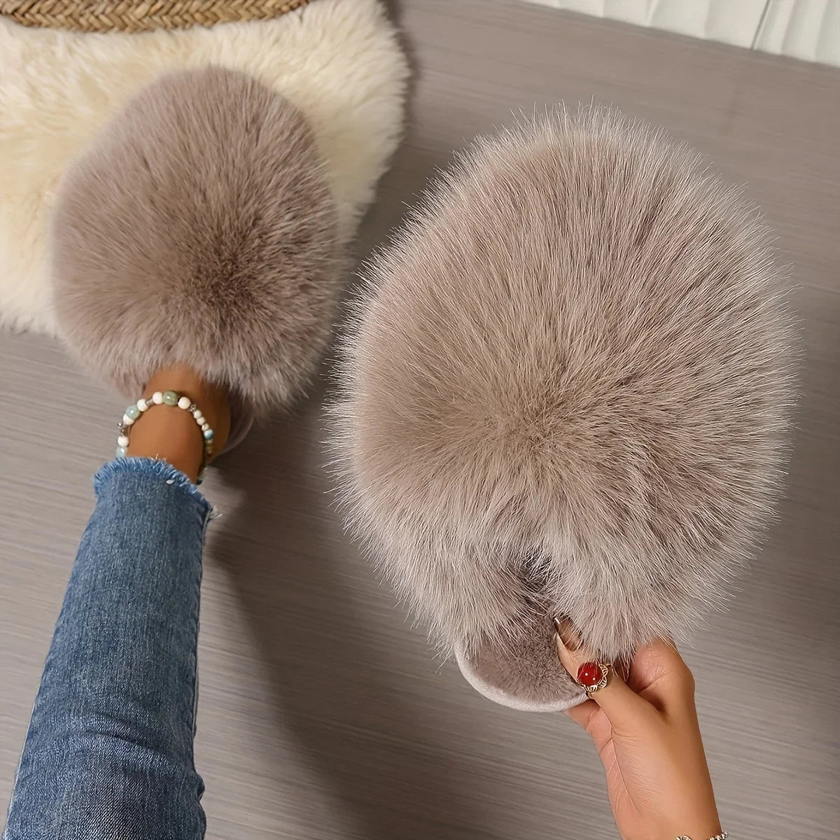 The Signature Teddy Faux Fur Slides